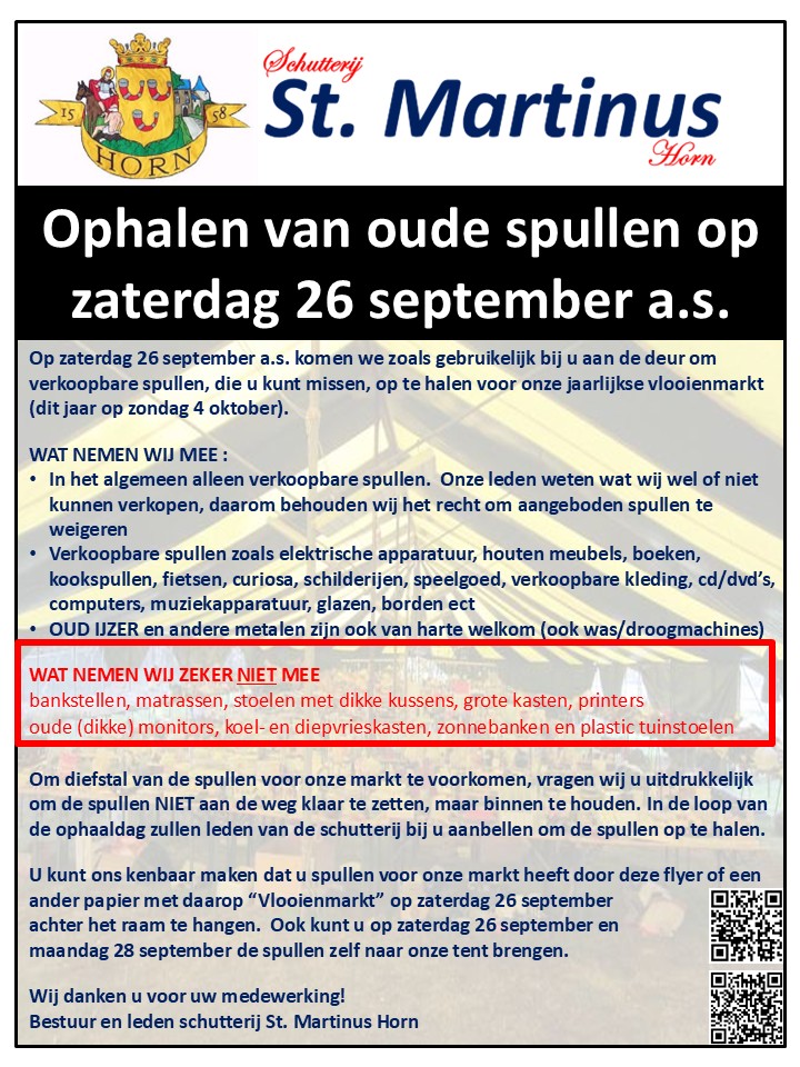 Dag allen ruim je zolder, schuurtje op we komen er weer aan ! Flyer komt…